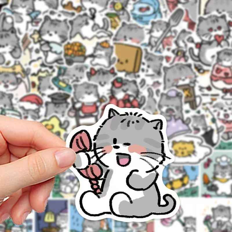 Kitten Diary 60-Piece Sticker Pack | Cute Cat Designs, DIY Crafting, Journal, Laptop, Water Bottle, Scrapbooking, Reusable, Waterproof PVC