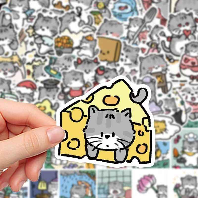 Kitten Diary 60-Piece Sticker Pack | Cute Cat Designs, DIY Crafting, Journal, Laptop, Water Bottle, Scrapbooking, Reusable, Waterproof PVC