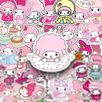 Sanrio Little Lamb Bian Ai Nuo 50-Piece Sticker Pack | Cute Characters, DIY Crafting, Journal, Laptop, Water Bottle, Scrapbooking, Reusable, Waterproof PVC - SNSEASY