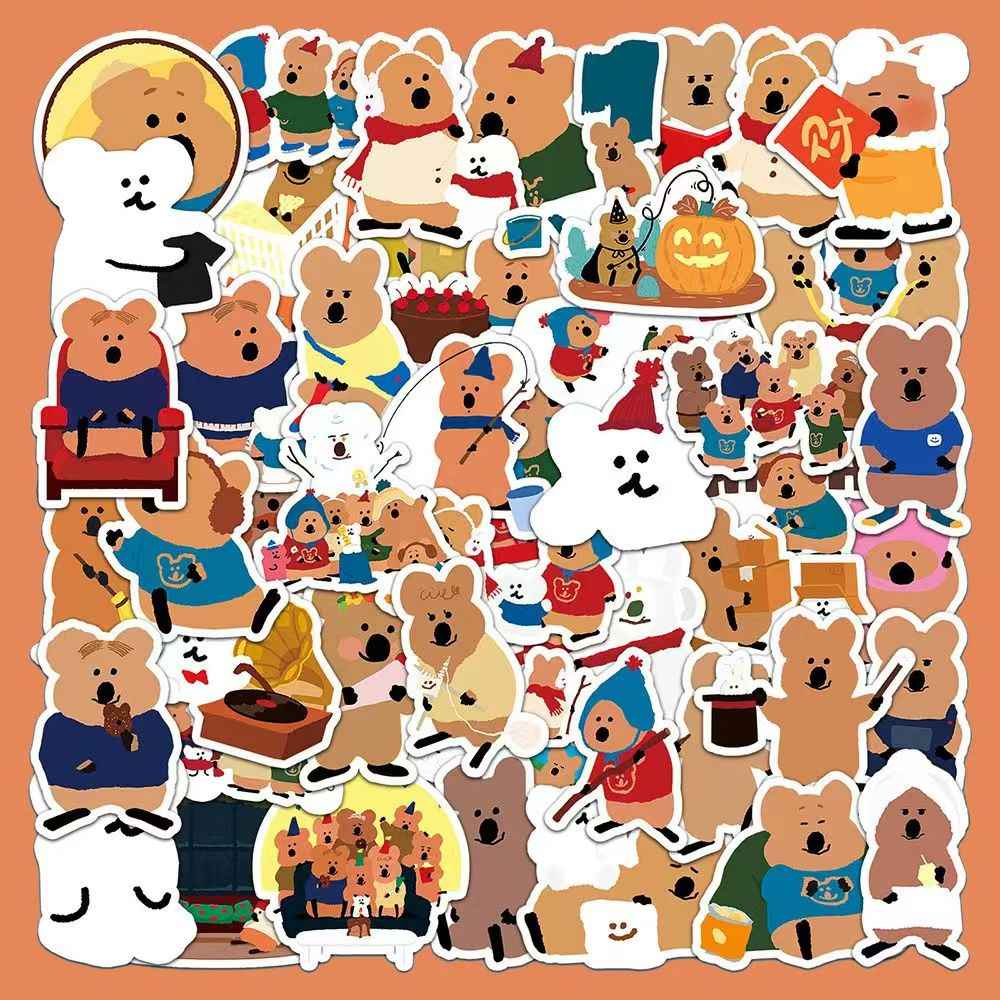 Cute Bell Pepper Bear 50-Piece Sticker Pack | Adorable Animal Designs, DIY Crafting, Journal, Laptop, Water Bottle, Scrapbooking, Reusable, Waterproof PVC