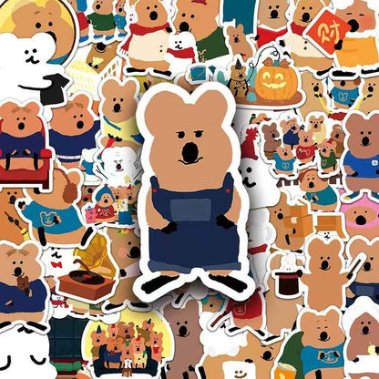 Cute Bell Pepper Bear 50-Piece Sticker Pack | Adorable Animal Designs, DIY Crafting, Journal, Laptop, Water Bottle, Scrapbooking, Reusable, Waterproof PVC