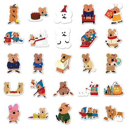 Cute Bell Pepper Bear 50-Piece Sticker Pack | Adorable Animal Designs, DIY Crafting, Journal, Laptop, Water Bottle, Scrapbooking, Reusable, Waterproof PVC