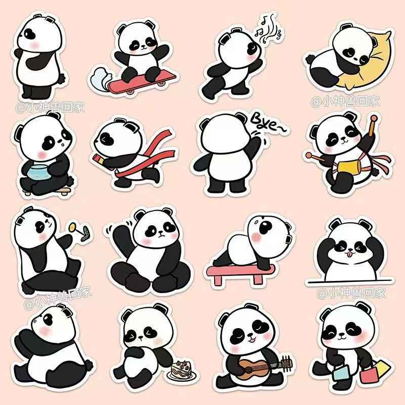 Healing Panda 50-Piece Sticker Pack | Cute Panda Designs, DIY Crafting, Journal, Laptop, Water Bottle, Scrapbooking, Reusable, Waterproof PVC