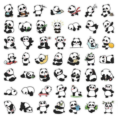 Healing Panda 50-Piece Sticker Pack | Cute Panda Designs, DIY Crafting, Journal, Laptop, Water Bottle, Scrapbooking, Reusable, Waterproof PVC