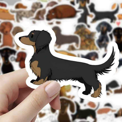 Dachshund Dog 60-Piece Sticker Pack | Cute Dog Designs, DIY Crafting, Journal, Laptop, Water Bottle, Scrapbooking, Reusable, Waterproof PVC