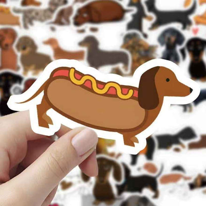 Dachshund Dog 60-Piece Sticker Pack | Cute Dog Designs, DIY Crafting, Journal, Laptop, Water Bottle, Scrapbooking, Reusable, Waterproof PVC