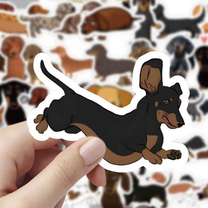 Dachshund Dog 60-Piece Sticker Pack | Cute Dog Designs, DIY Crafting, Journal, Laptop, Water Bottle, Scrapbooking, Reusable, Waterproof PVC