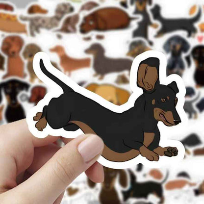 Dachshund Dog 60-Piece Sticker Pack | Cute Dog Designs, DIY Crafting, Journal, Laptop, Water Bottle, Scrapbooking, Reusable, Waterproof PVC