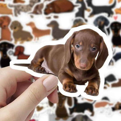 Dachshund Dog 60-Piece Sticker Pack | Cute Dog Designs, DIY Crafting, Journal, Laptop, Water Bottle, Scrapbooking, Reusable, Waterproof PVC