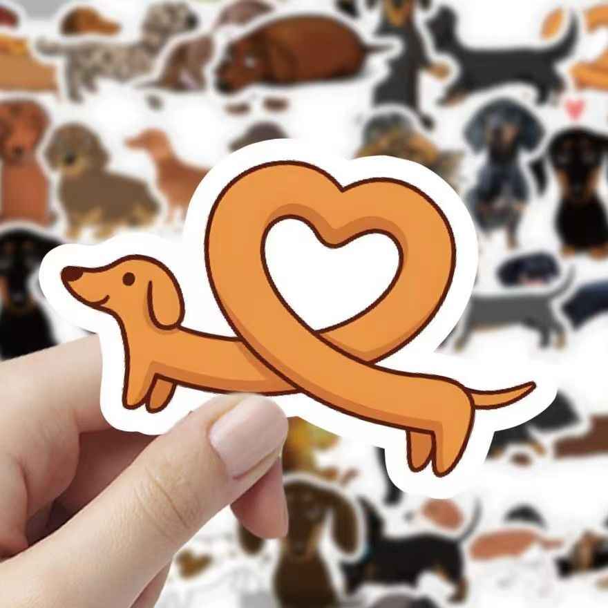 Dachshund Dog 60-Piece Sticker Pack | Cute Dog Designs, DIY Crafting, Journal, Laptop, Water Bottle, Scrapbooking, Reusable, Waterproof PVC