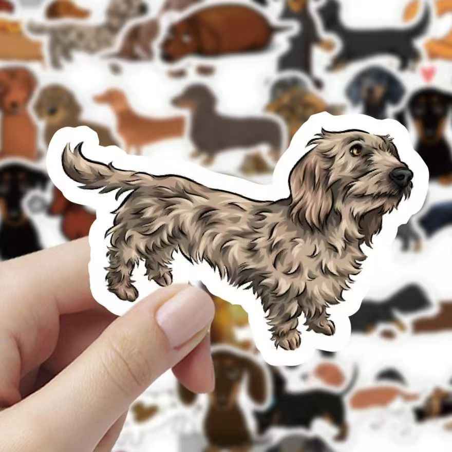 Dachshund Dog 60-Piece Sticker Pack | Cute Dog Designs, DIY Crafting, Journal, Laptop, Water Bottle, Scrapbooking, Reusable, Waterproof PVC