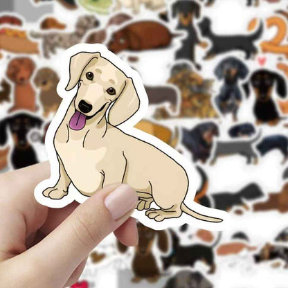 Dachshund Dog 60-Piece Sticker Pack | Cute Dog Designs, DIY Crafting, Journal, Laptop, Water Bottle, Scrapbooking, Reusable, Waterproof PVC