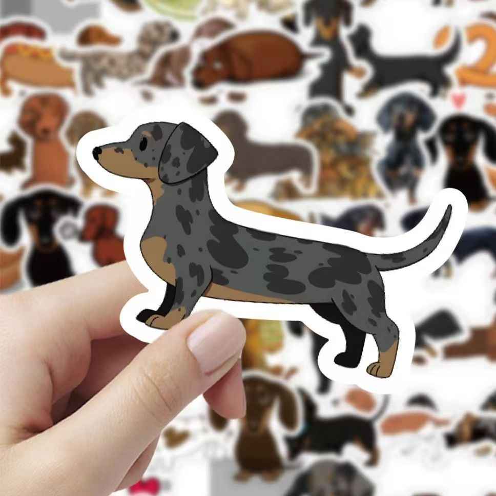 Dachshund Dog 60-Piece Sticker Pack | Cute Dog Designs, DIY Crafting, Journal, Laptop, Water Bottle, Scrapbooking, Reusable, Waterproof PVC