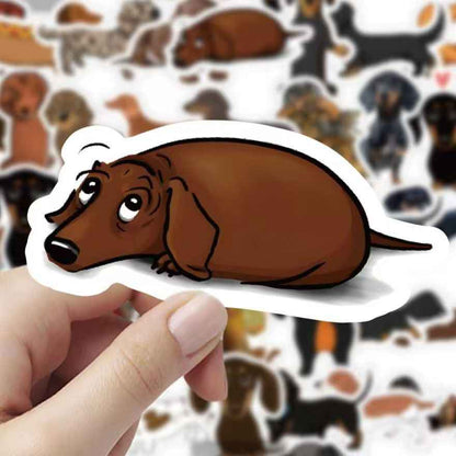 Dachshund Dog 60-Piece Sticker Pack | Cute Dog Designs, DIY Crafting, Journal, Laptop, Water Bottle, Scrapbooking, Reusable, Waterproof PVC