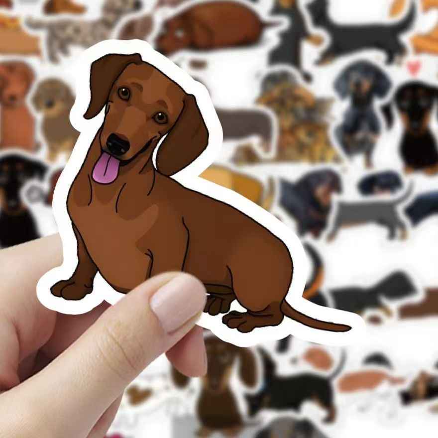 Dachshund Dog 60-Piece Sticker Pack | Cute Dog Designs, DIY Crafting, Journal, Laptop, Water Bottle, Scrapbooking, Reusable, Waterproof PVC