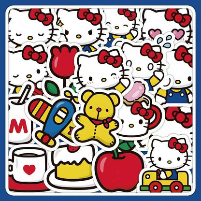 Cartoon Cute Hello Kitty 120-Piece Sticker Pack | Non-Repeating Designs, DIY Crafting, Journal, Laptop, Water Bottle, Scrapbooking, Reusable, Waterproof PVC