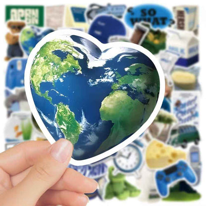 Blue IKEA Style 50-Piece Sticker Pack | Non-Repeating Designs, DIY Crafting, Journal, Laptop, Water Bottle, Scrapbooking, Reusable, Waterproof PVC