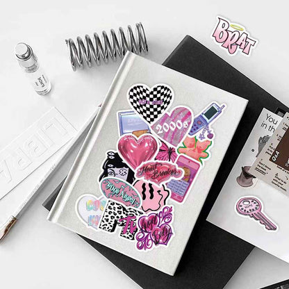 Retro Vaporwave 50-Piece Sticker Pack | Non-Repeating Designs, DIY Crafting, Journal, Laptop, Water Bottle, Scrapbooking, Reusable, Waterproof PVC