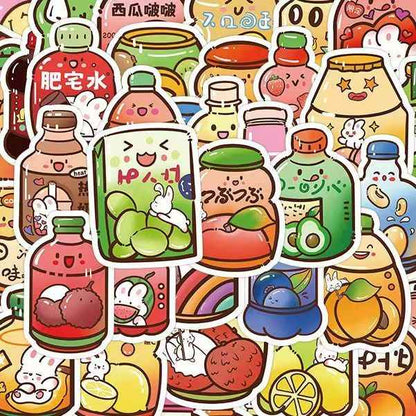 Soda & Snack Food 60-Piece Sticker Pack | Non-Repeating Designs, DIY Crafting, Journal, Laptop, Water Bottle, Scrapbooking, Reusable, Waterproof PVC