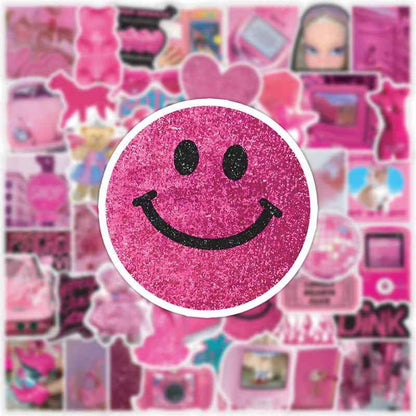 Barbie Pink 50-Piece Sticker Pack | Non-Repeating Designs, DIY Crafting, Journal, Laptop, Water Bottle, Scrapbooking, Reusable, Waterproof PVC