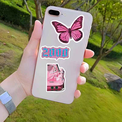 Barbie Pink 50-Piece Sticker Pack | Non-Repeating Designs, DIY Crafting, Journal, Laptop, Water Bottle, Scrapbooking, Reusable, Waterproof PVC