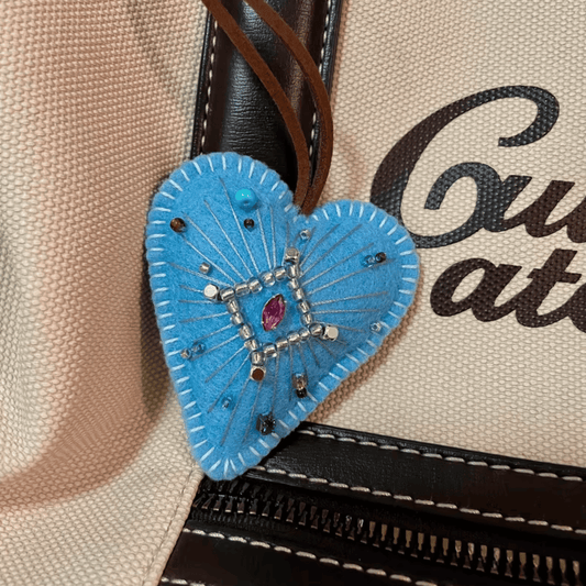 Handmade Blue Zircon Felt Heart Charm | Made to Order