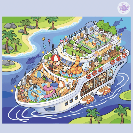 Island Adventure – 3D Miniature Scene Stickers (Plus Size) – 4 Theme Sets: Wishing Fish Island | Pink Island Villa | Treasure Island | Cruise Island