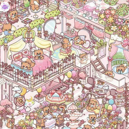 Cute Animals 10.0 – 3-Floor Building-3D Miniature Sticker Scenes - 4 Theme Sets: Underwater Library | Magic House | Dream Castle | Flower Shop