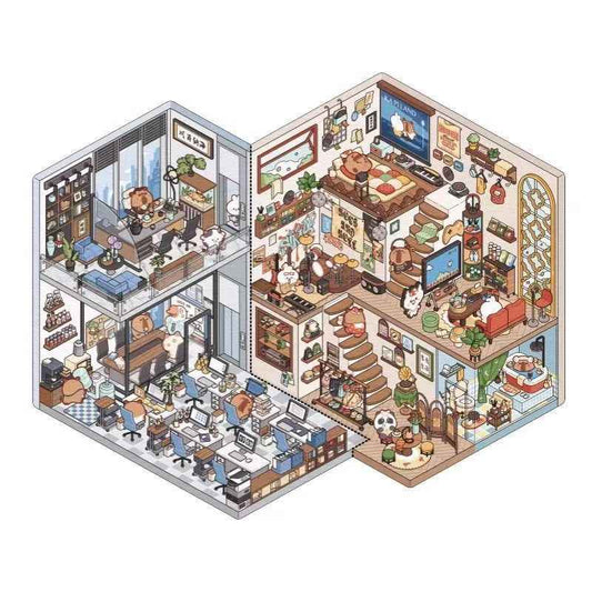 Two-Person Puzzle Edition – 3D Miniature Sticker Scenes - 2 Theme Sets: Romantic Wedding | Working Diary