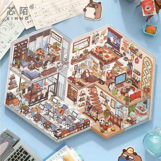 Two-Person Puzzle Edition – 3D Miniature Sticker Scenes - 2 Theme Sets: Romantic Wedding | Working Diary