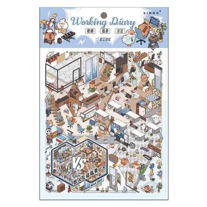Two-Person Puzzle Edition – 3D Miniature Sticker Scenes - 2 Theme Sets: Romantic Wedding | Working Diary
