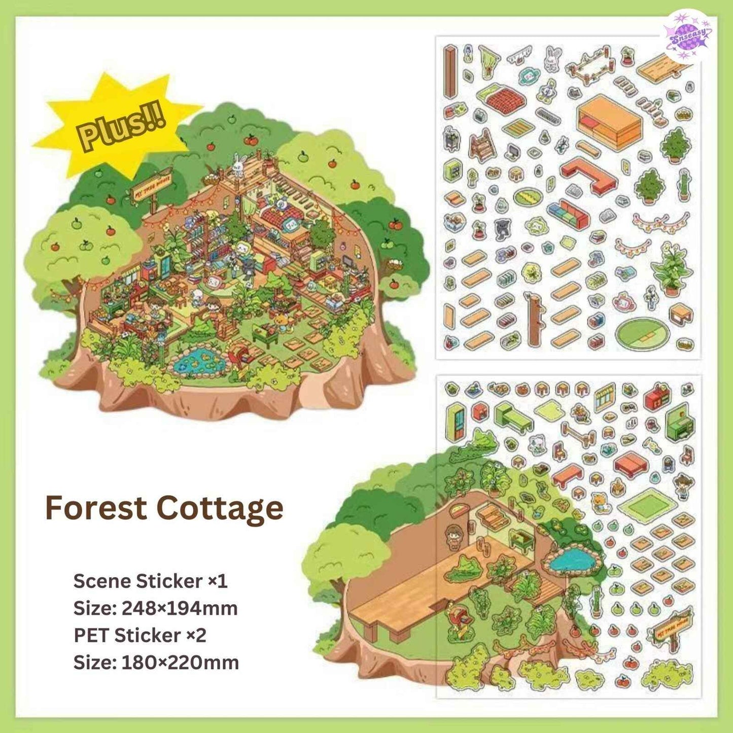 My Little House – Plus 3D Miniature Scenes Sticker - 2 Theme Sets: Ocean Studio | Forest Cottage