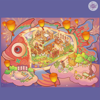 Island Adventure – 3D Miniature Scene Stickers (Plus Size) – 4 Theme Sets: Wishing Fish Island | Pink Island Villa | Treasure Island | Cruise Island