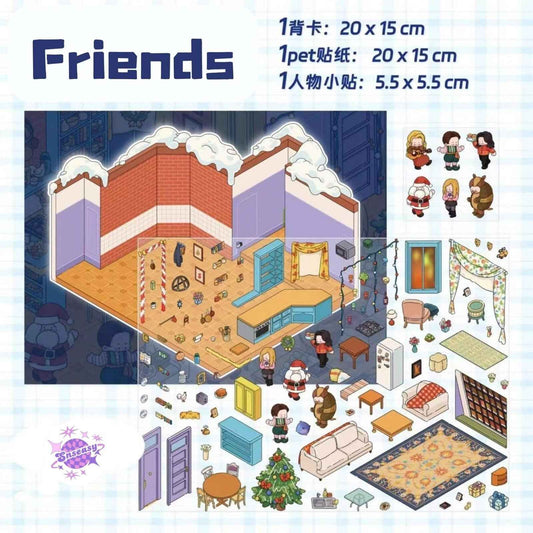 Friends Forever – 3D Isometric Room Stickers - Merry Christmas