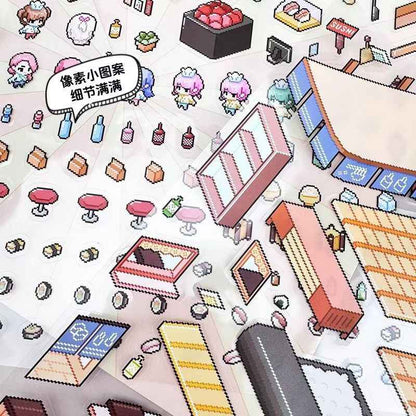 Pixel Style Plus – 3D Miniature Sticker Scenes - 2 Theme Sets: Sushi House | Space Station