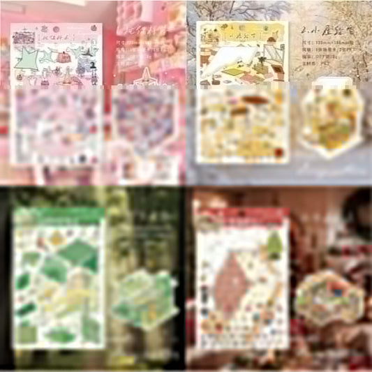 Cottage Series – 3D Miniature Sticker Scenes - 4 Theme Sets: Dollhouse | Winter Cottage | Forest Treehouse | Fairy Cottage - SNSEASY
