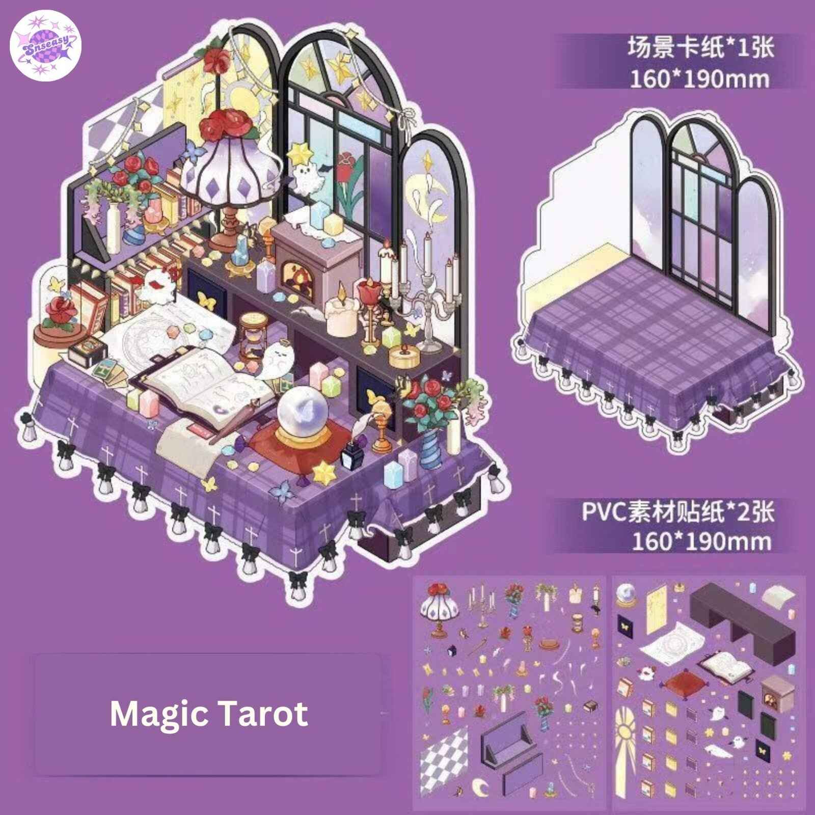 Corner Desk Series – 3D Miniature Sticker Scenes - 4 Theme Sets: Magic Tarot | Punk Desk Tower | Handmade Home | Sweetheart Vanity