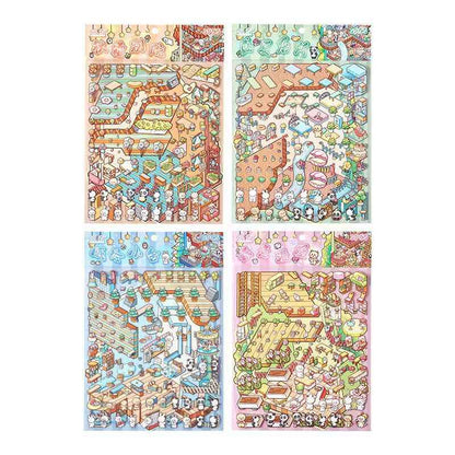 Four Seasons Cottage – 3D Miniature Sticker Scenes - 4 Theme Sets: Spring Cottage | Summer Cottage | Autumn Cottage | Winter Cottage