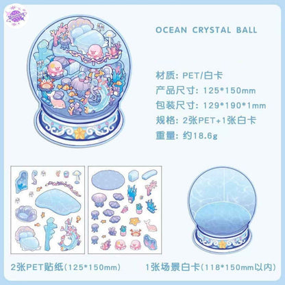 Sweet Treats Island Series – 3D Miniature Sticker Scenes - 4 Theme Sets: Bread Message | Tree Hole Cat Café | Ocean Crystal Ball | Rabbit Supermarket