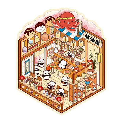 Cute Animals 13.0 – Opening and Shop Series – 3D Miniature Sticker Scenes - 10 Theme Sets: Shop Opening | Pet Shop | Luosifen Store | Dessert Store | Cat Apartment | Small Animal Bread | Small Animal Cake | Sushi Restaurant