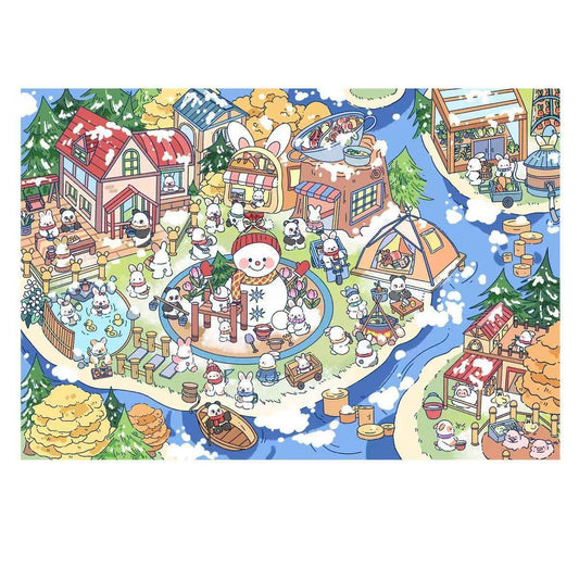 Four Seasons Town – 3D Miniature Sticker Scenes - 4 Theme Sets Heartfelt Town – Spring  Green Town – Summer  Harvest Town – Autumn  Silver Town – Winter