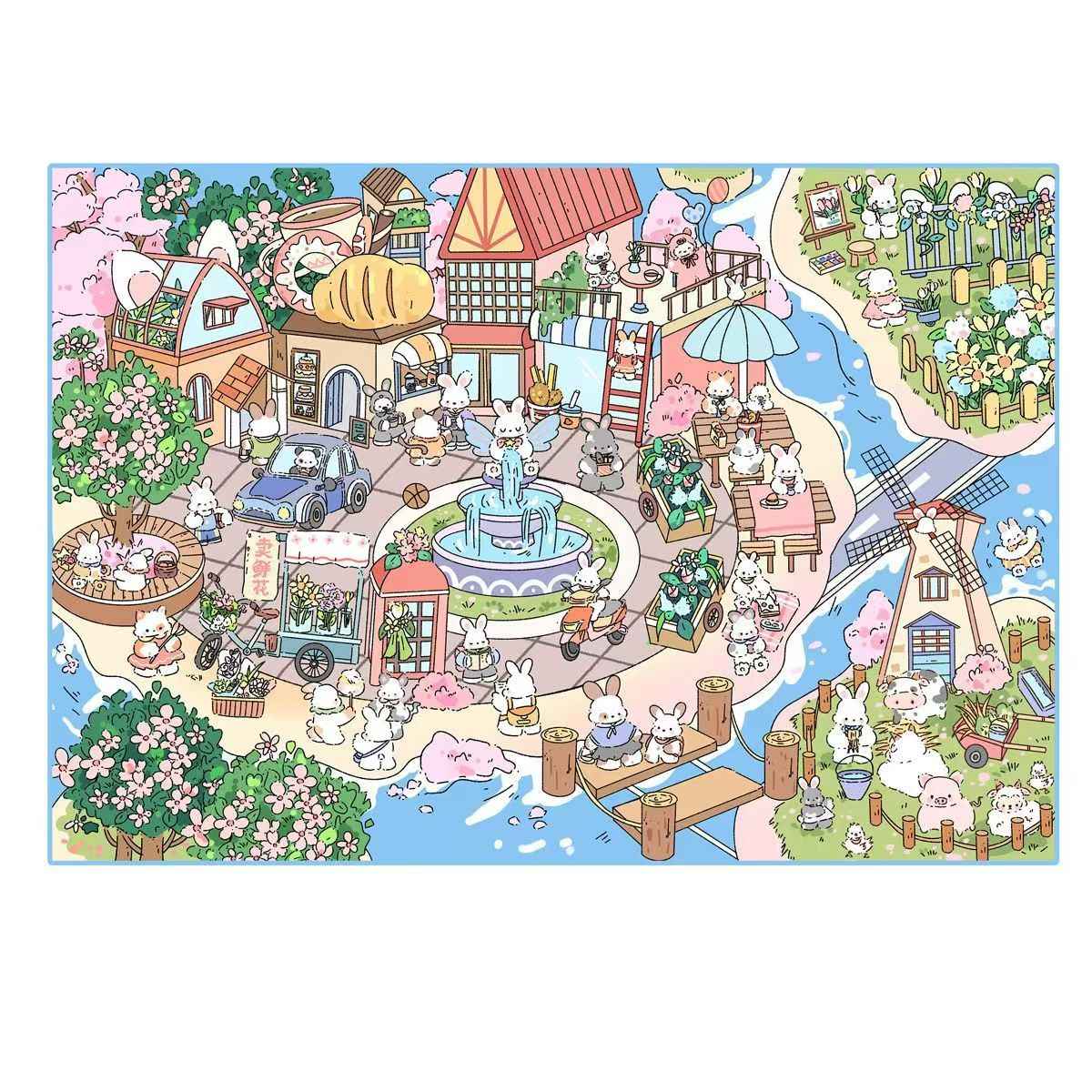 Four Seasons Town – 3D Miniature Sticker Scenes - 4 Theme Sets Heartfelt Town – Spring  Green Town – Summer  Harvest Town – Autumn  Silver Town – Winter