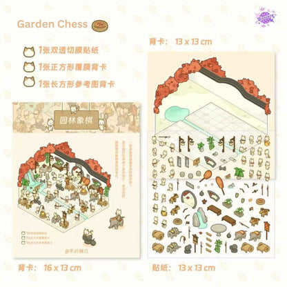 Chinese Heritage - Original Design – 3D Miniature Sticker Scenes - 4 Theme Sets: Dunhuang Scrolls | Garden Chess | Silk Road Travel | Tie-Dye Art Studio