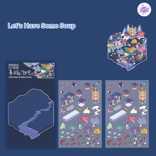 Eighteen Impressions 3.0 – 3D Miniature Sticker Scenes - 2 Theme Sets: Cute Pets Snack Street | Let’s Have Some Soup
