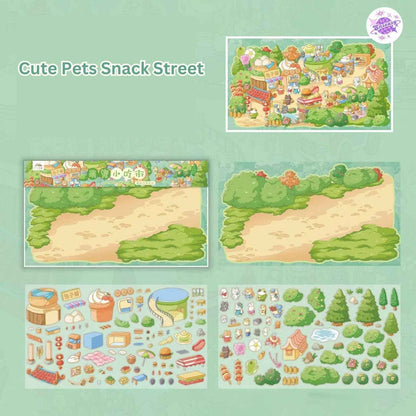 Eighteen Impressions 3.0 – 3D Miniature Sticker Scenes - 2 Theme Sets: Cute Pets Snack Street | Let’s Have Some Soup
