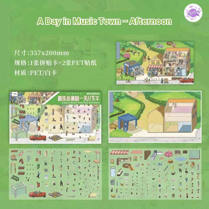 Eighteen Impressions 4.0 – 3D Miniature Sticker Scenes - 4 Theme Sets: A Day in Music Town – Morning | Noon | Afternoon | Evening