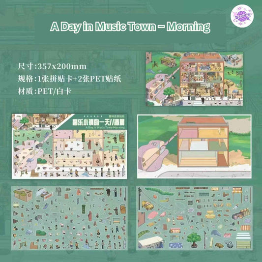 Eighteen Impressions 4.0 – 3D Miniature Sticker Scenes - 4 Theme Sets: A Day in Music Town – Morning | Noon | Afternoon | Evening