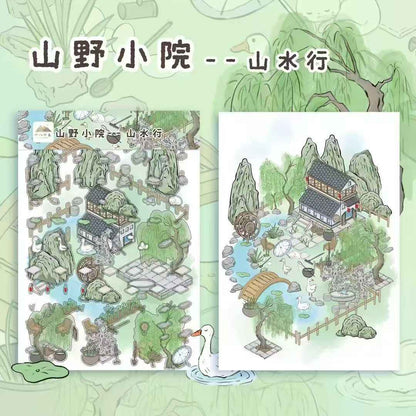 Eighteen Impressions 2.0 – 3D Miniature Sticker Scenes - 4 Theme Sets Mountain Cottage – Spring Traveler  Mountain Cottage – Landscape Journey  Rouge Shop  Camping Memories (Copy)