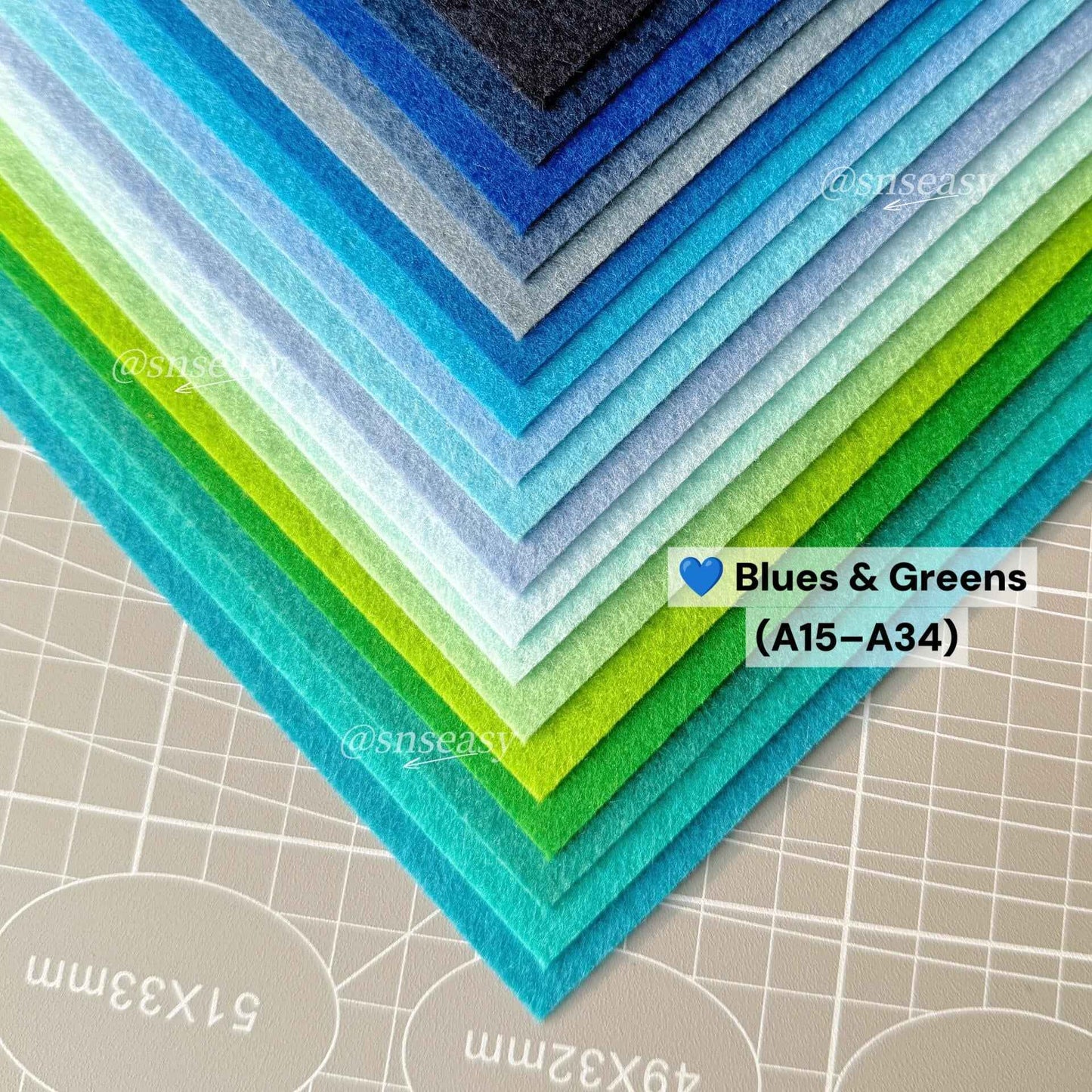 88 Colors Felt Fabric DIY Kit – Soft 1.1mm & Thick 1.5mm Sheets for Crafts, Plushies & Albums (Copy)