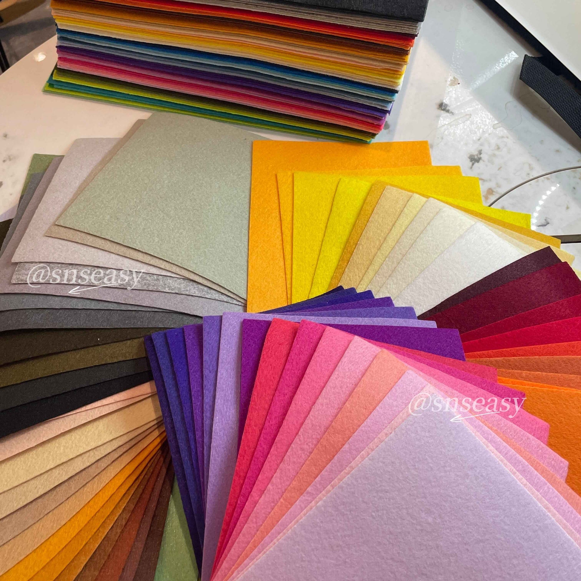 88 Colors Felt Fabric DIY Kit – Soft 1.1mm & Thick 1.5mm Sheets for Crafts, Plushies & Albums (Copy)